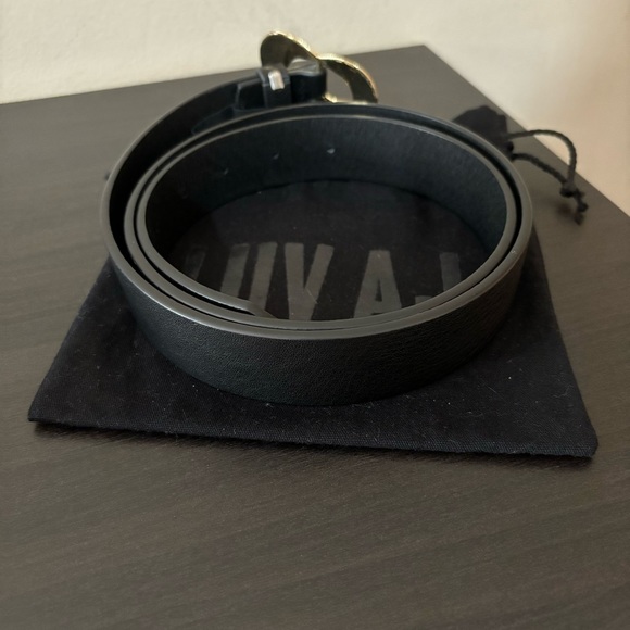 LUV AJ Black Leather Belt with Heart Buckle - Picture 3 of 4